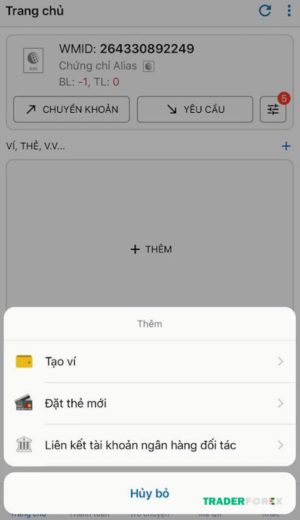 Tạo ví điện tử