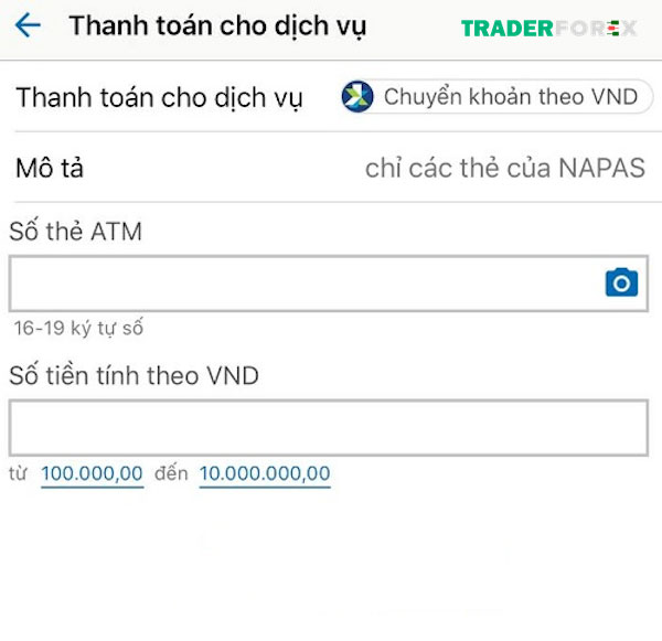 Nhập số tiền cần thanh toán